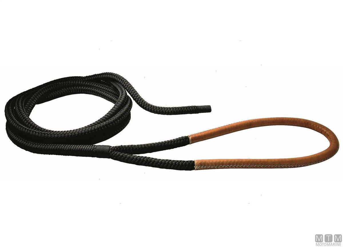 Black braided mooring line with eye splice, 100 cm, Ø32 mm, 20 m - original photo Motomarine Srl