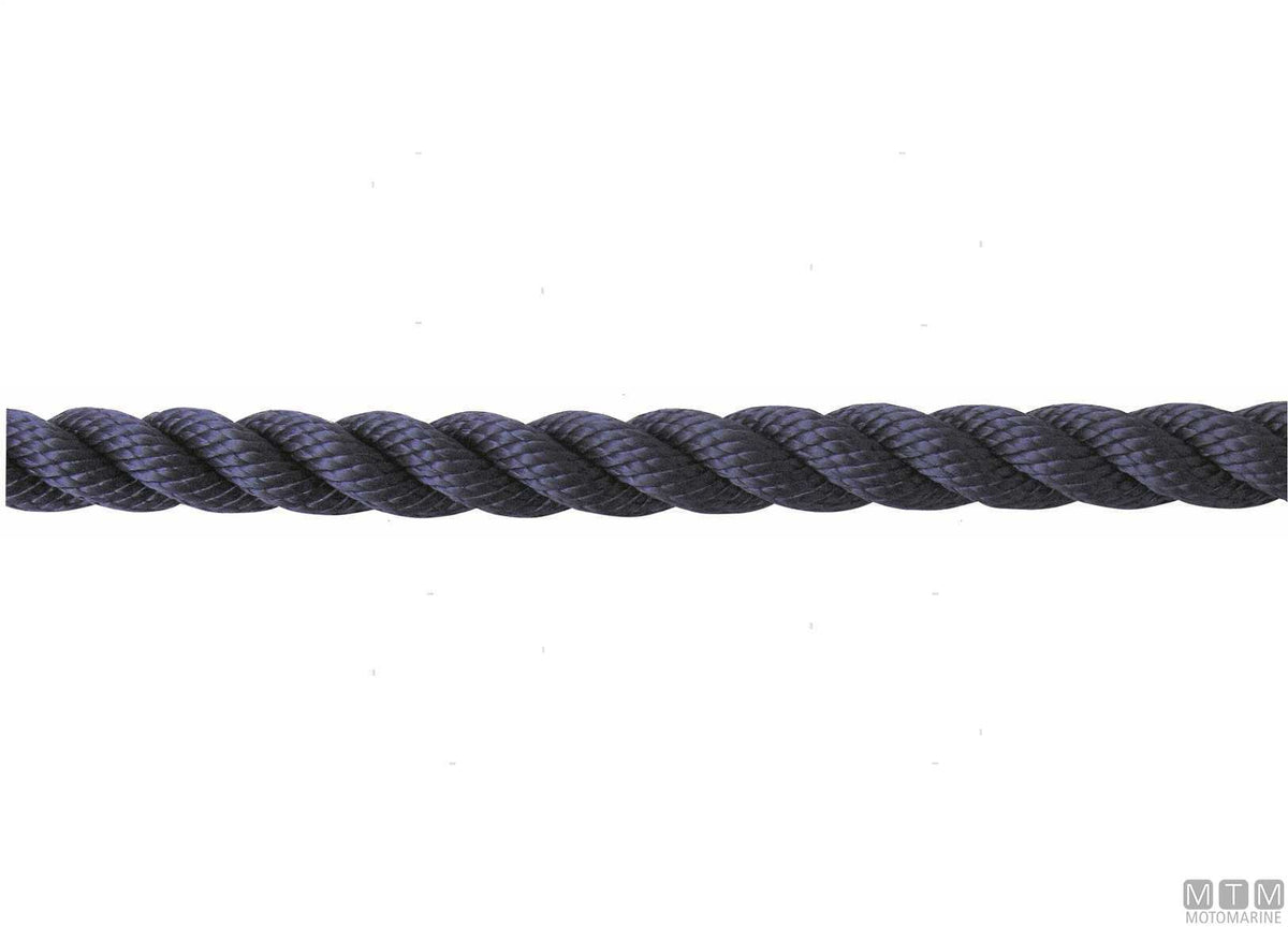 3-strand navy blue polyester mooring line Ø10 mm, 200 m - original photo Motomarine Srl