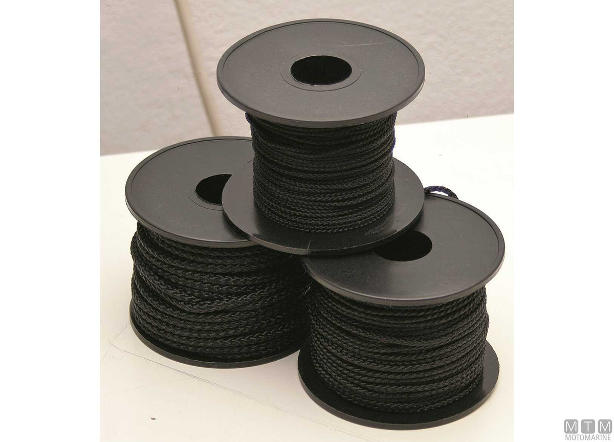 Black polyester braided line reel Ø3 mm 15 m - original photo Motomarine Srl