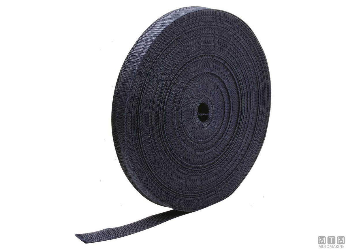 Blue polypropylene webbing roll, 30 mm, 50 m - original photo Motomarine Srl