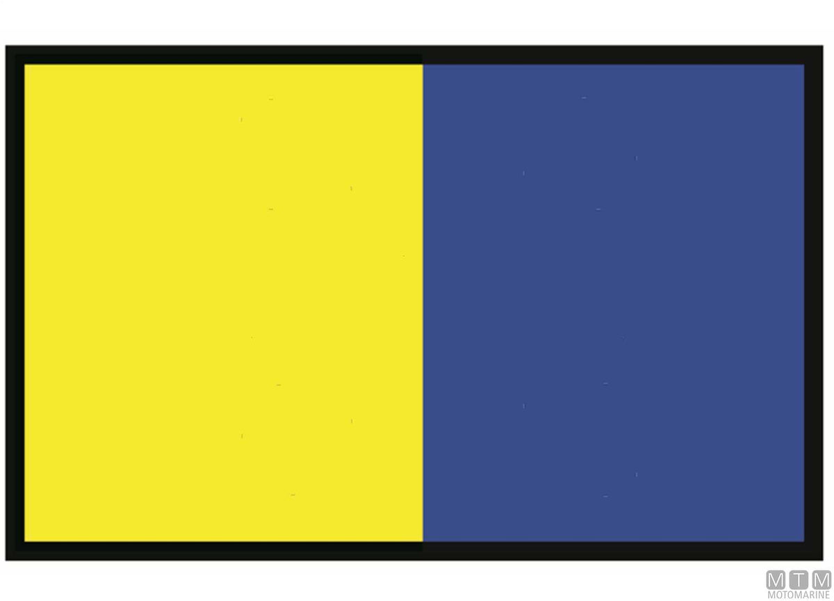 Signal flag K Kilo, 20 x 30 cm - original photo Motomarine Srl