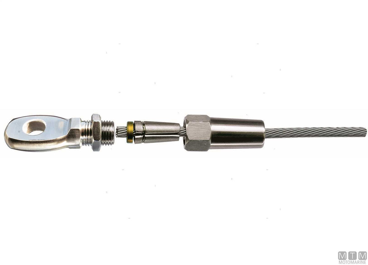Quick-fit eye terminal for Ø3 mm wire, stainless steel 316 - original photo Motomarine Srl