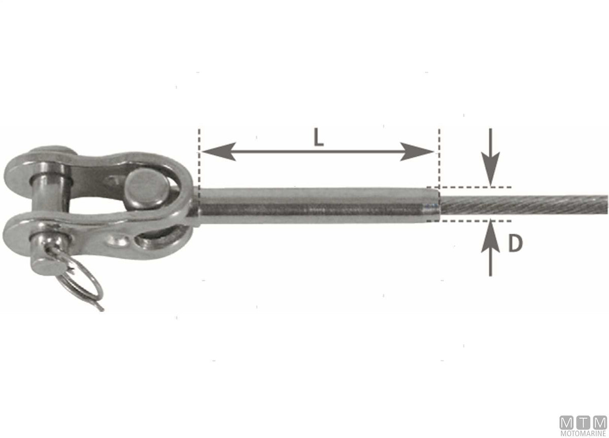 Swage toggle terminal for Ø4 mm wire, stainless steel 316 - original photo Motomarine Srl