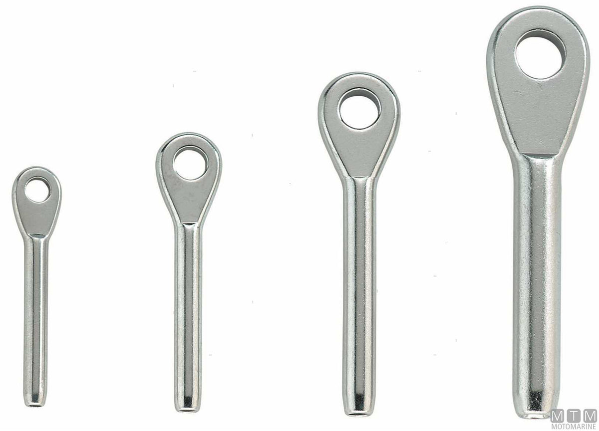 Swage eye terminal for Ø4 mm wire stainless steel 316 - original photo Motomarine Srl
