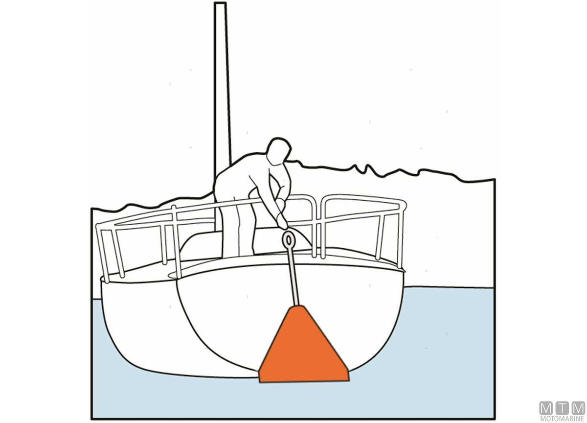 Biconical mooring buoy with stainless steel pole Ø32 cm H80 cm orange - original photo Motomarine Srl