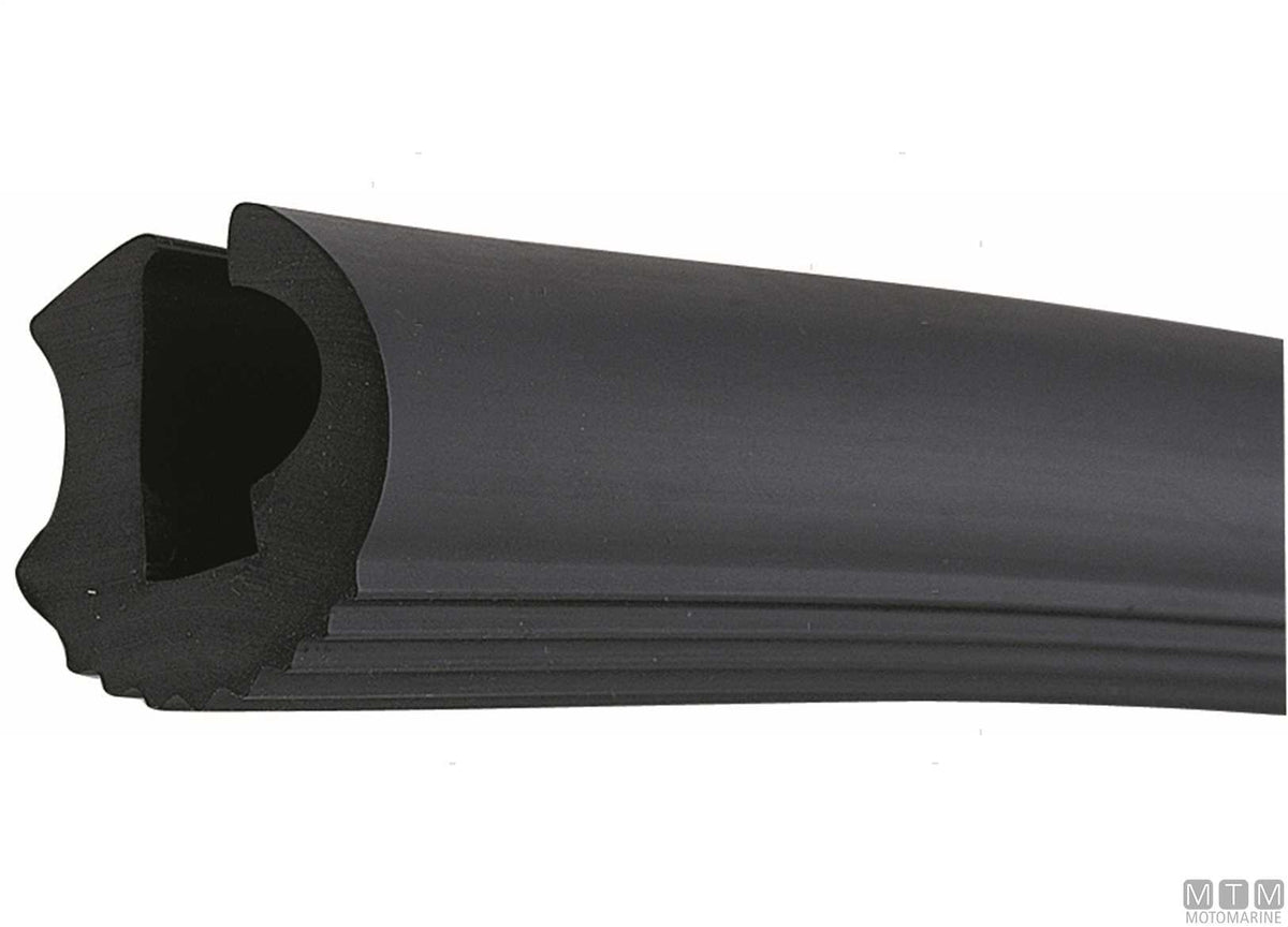 Eco1 type rub rail fender profile, black, H 28 mm, L 16 m - original photo Motomarine Srl