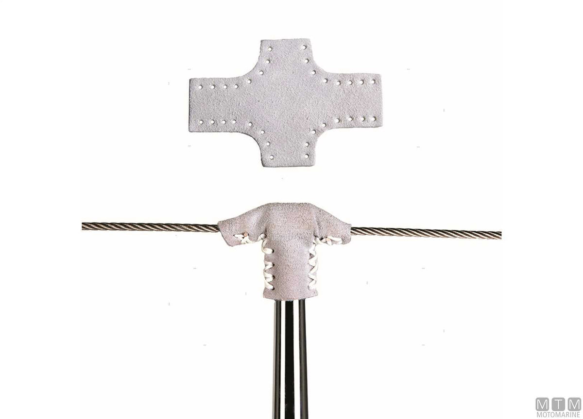 Pair of leather stanchion covers - original photo Motomarine Srl