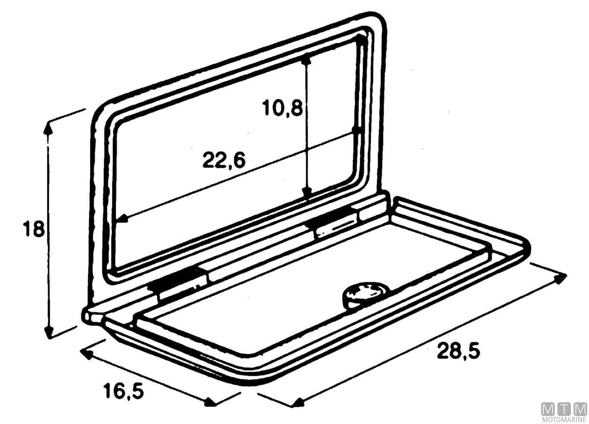 Radio/VHF compartment hatch - original photo Motomarine Srl