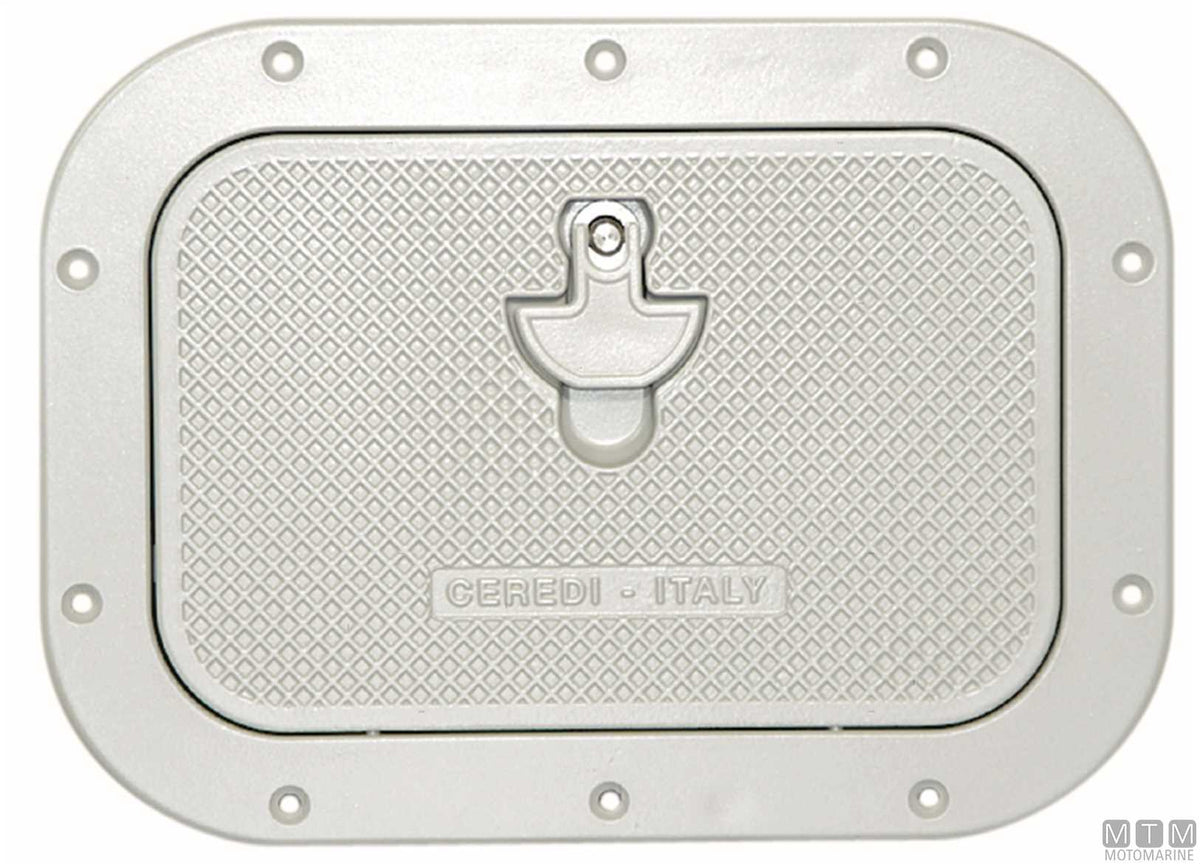 Small white hatch in anodized aluminum - original photo Motomarine Srl