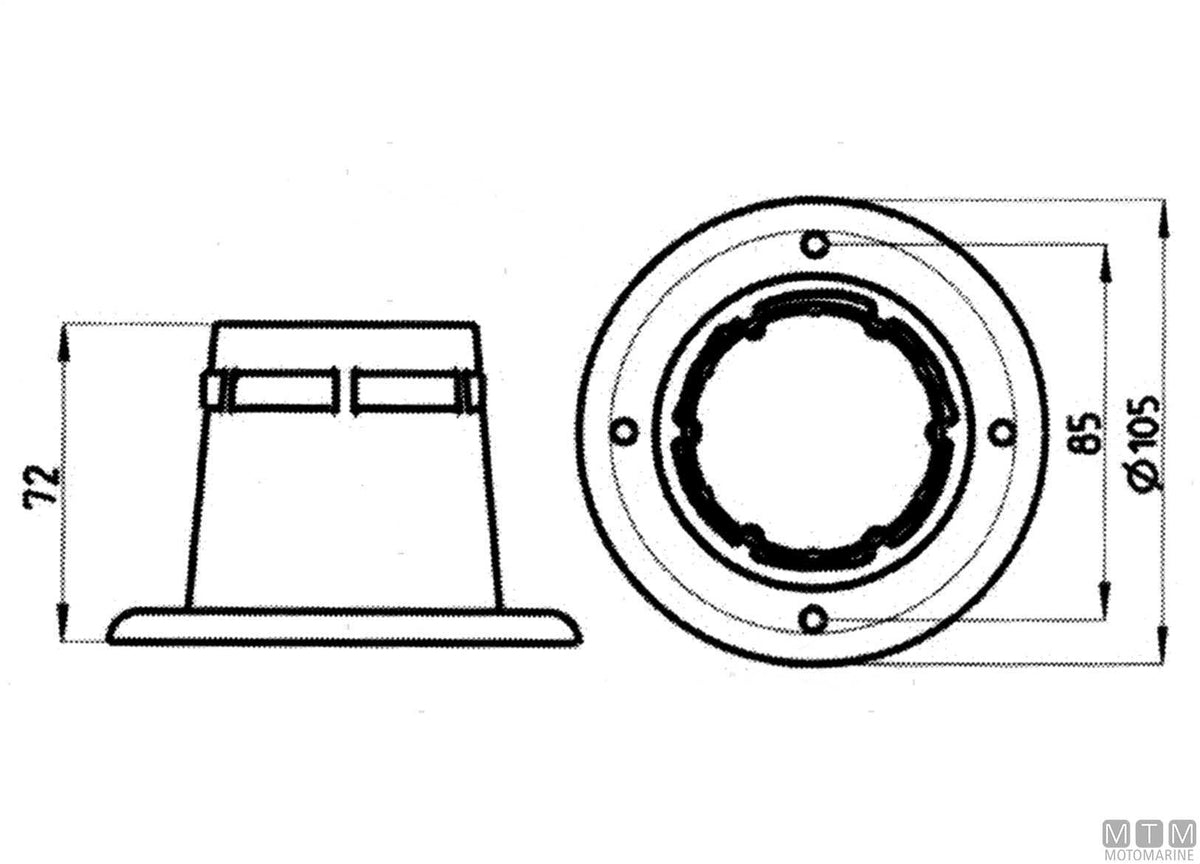 Bulkhead fitting cover clamp white Ø105 mm - original photo Motomarine Srl