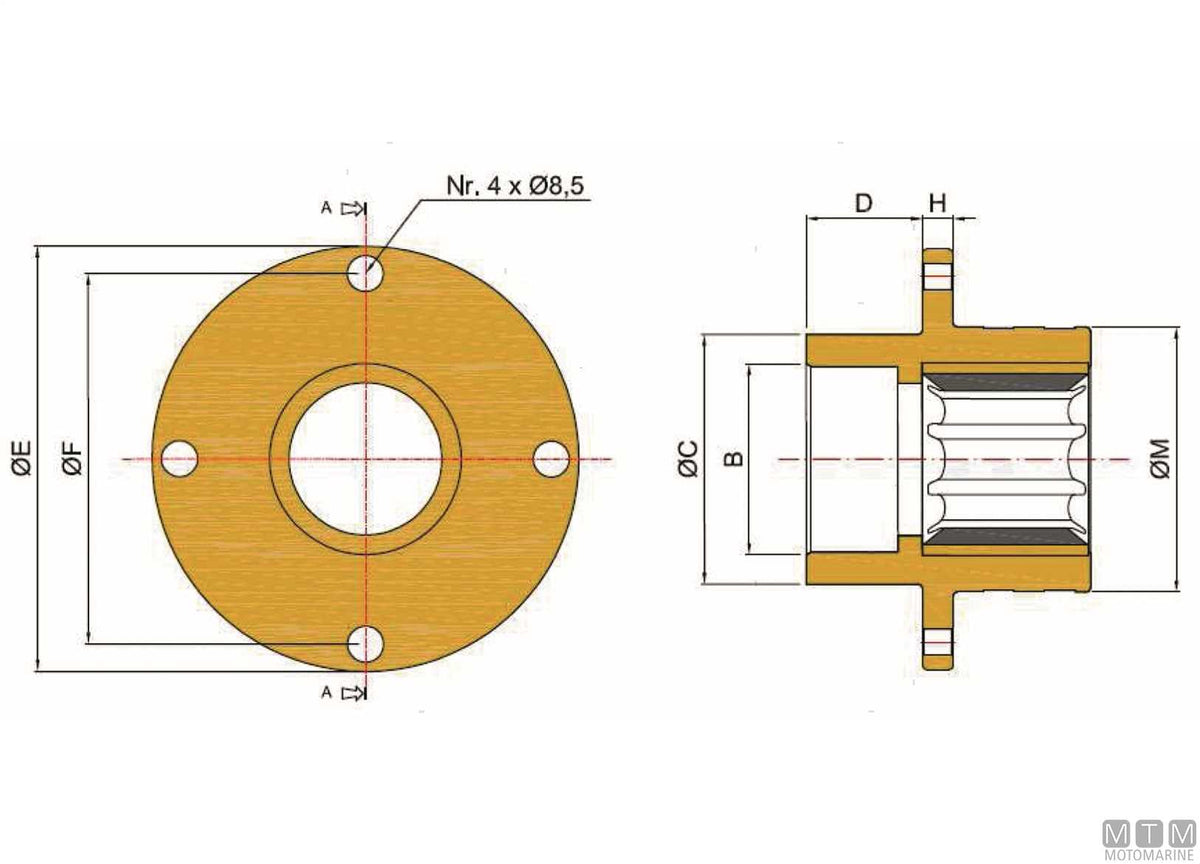 TOR mechanical seal carrier head for shaft Ø50 mm - original photo Motomarine Srl