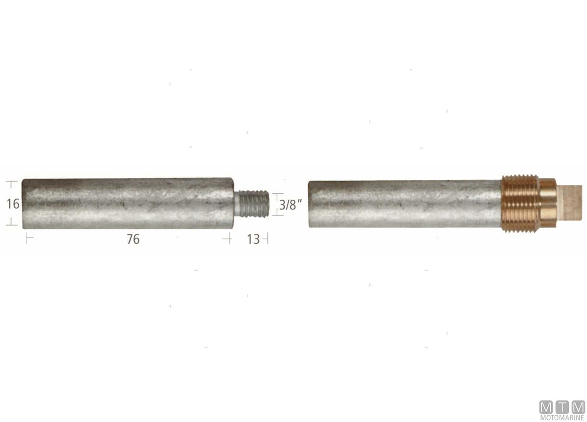 Zinc pencil anode Caterpillar 16x76 mm - original photo Motomarine Srl
