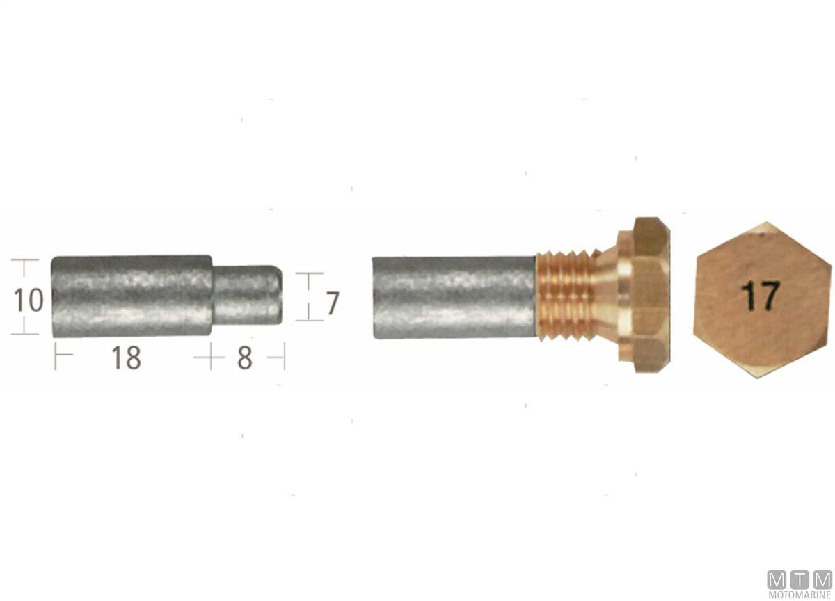 Zinc pencil anode Aifo-Fiat 10x18 mm - original photo Motomarine Srl