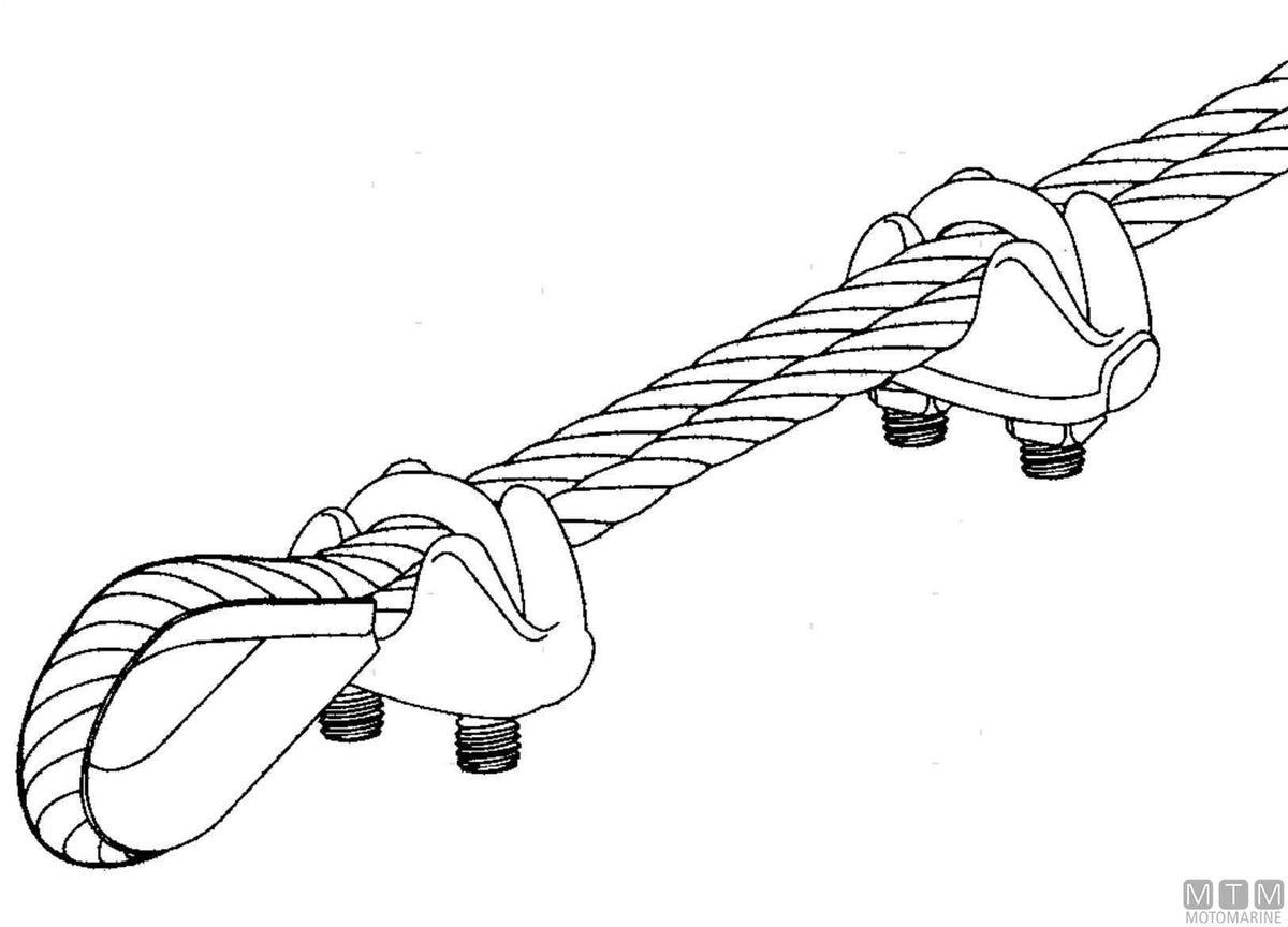 Wire rope clamp for Ø4 mm cable in stainless steel - original photo Motomarine Srl