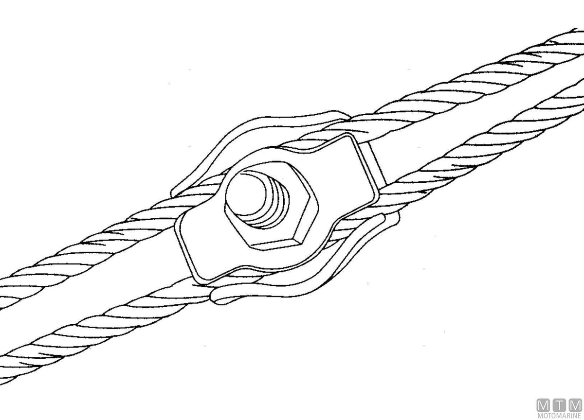 Flat wire rope clamp for Ø4 mm cable in stainless steel - original photo Motomarine Srl
