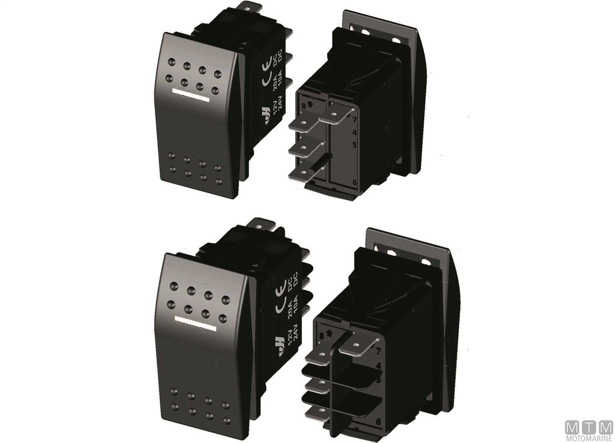 ON-OFF-ON switch 2 white LED 4 terminals - original photo Motomarine Srl