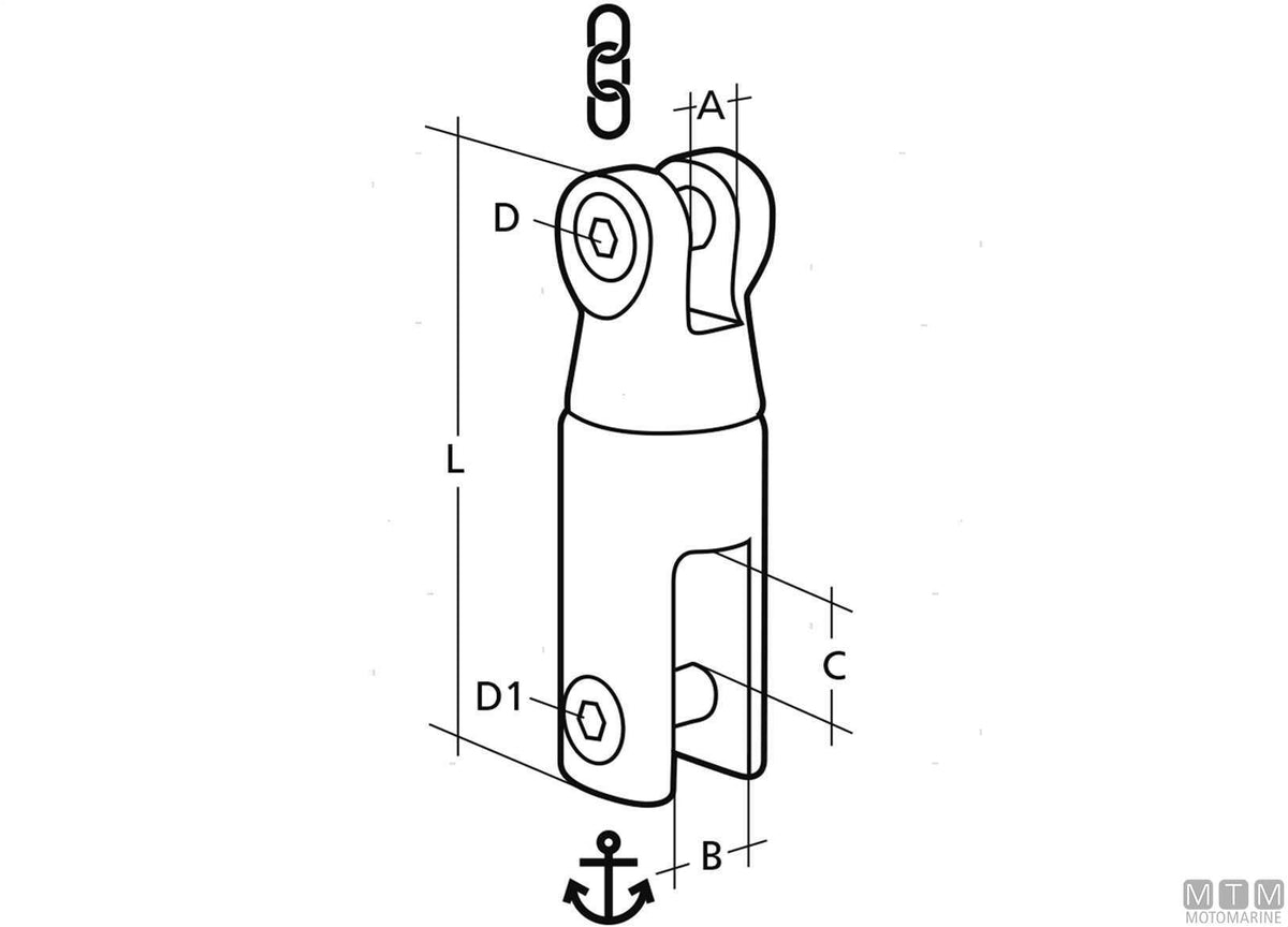 Swivel anchor connector, chain Ø6/8 mm, stainless steel 316 - original photo Motomarine Srl
