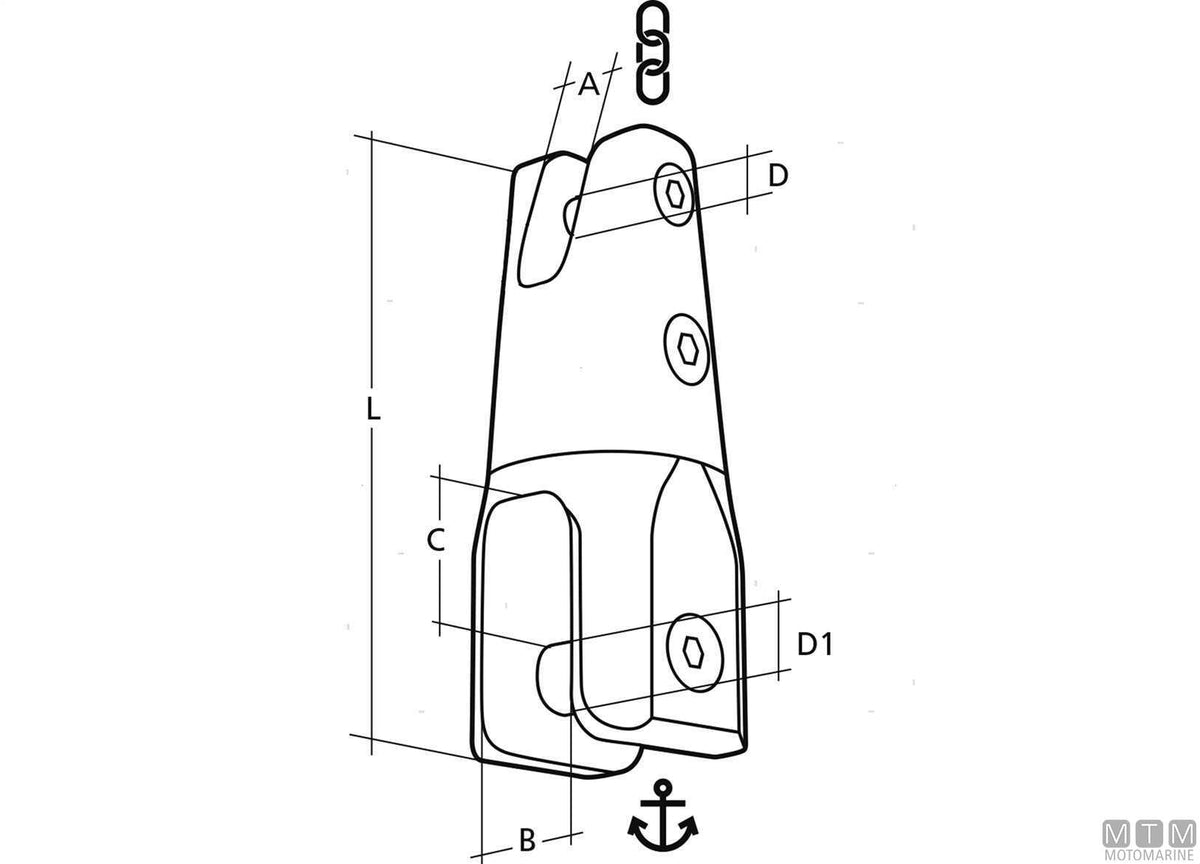 Sidermarine anchor connector, chain Ø12/14/16 mm, stainless steel 316 - original photo Motomarine Srl
