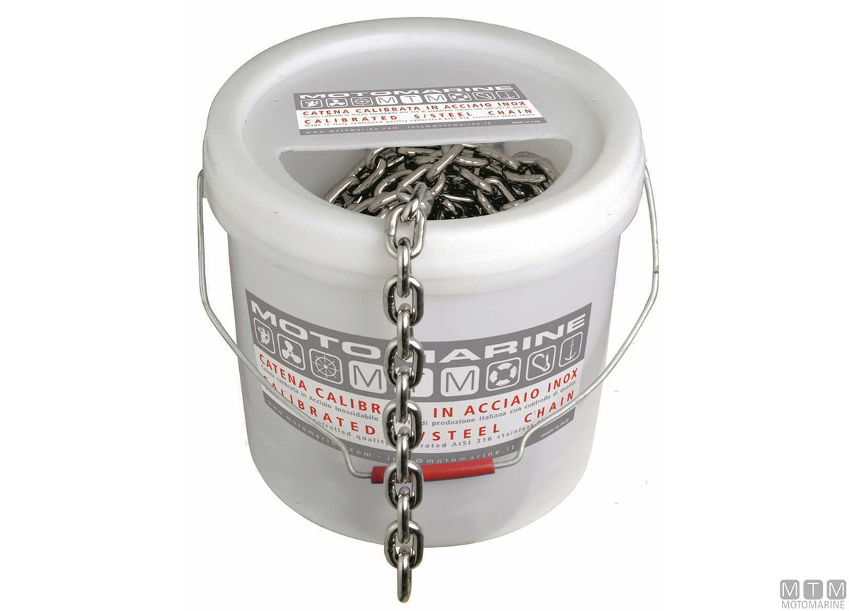 Calibrated chain DIN 766 Ø6 mm, 15 m, stainless steel 316 G40 - original photo Motomarine Srl