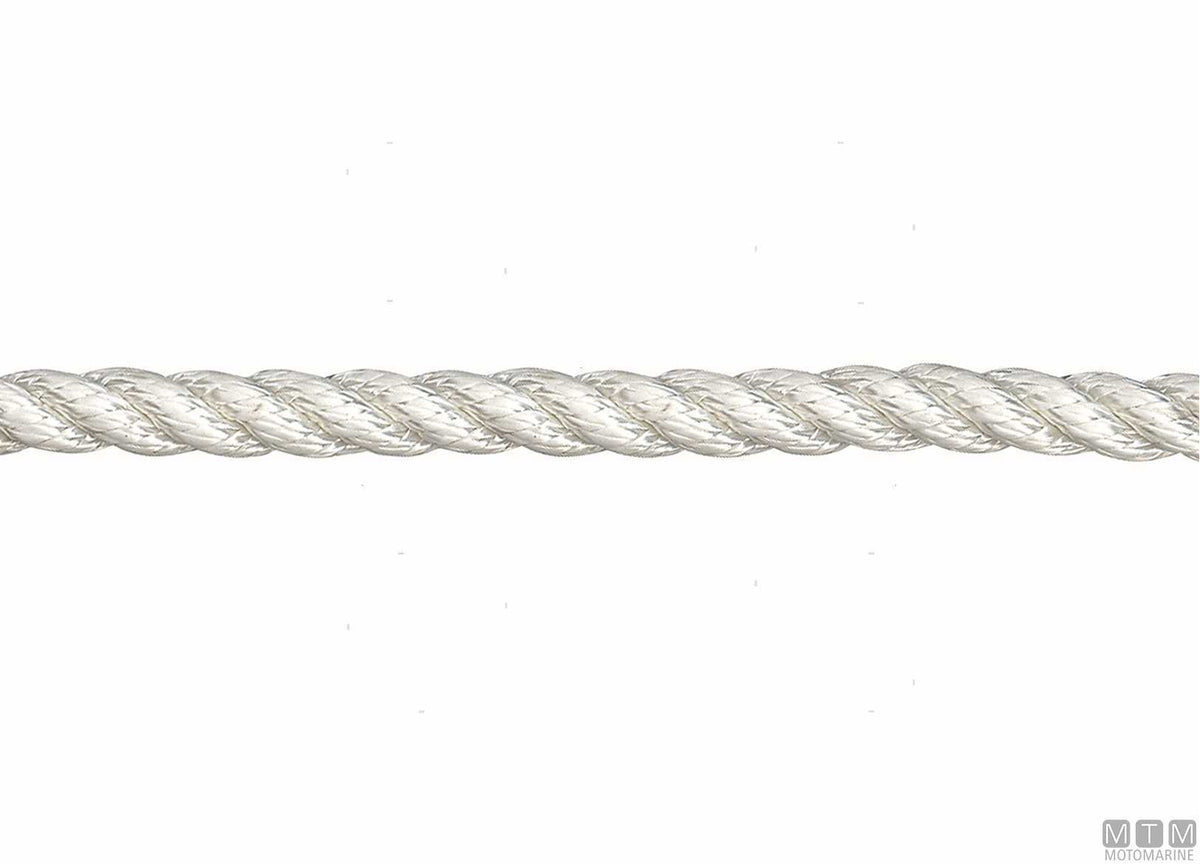 3-strand white polyester mooring line Ø14 mm 100 m - original photo Motomarine Srl