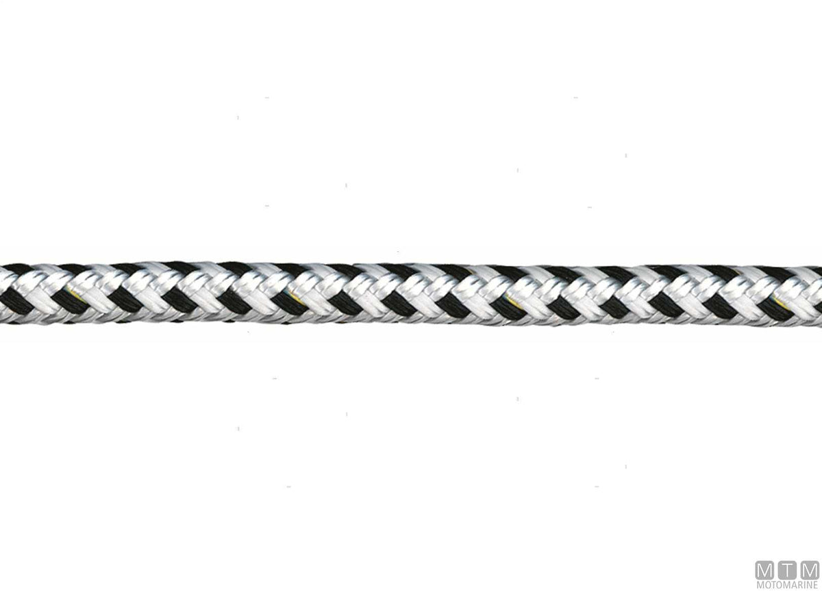 16-strand mooring braid white and black polyester Ø14 mm 150 m - original photo Motomarine Srl