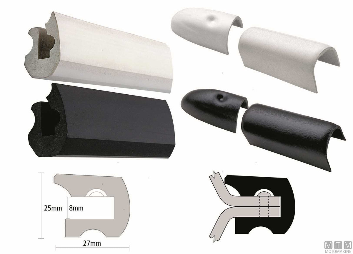 Eco2 type rub rail fender profile, white, H 25 mm, L 12 m - original photo Motomarine Srl