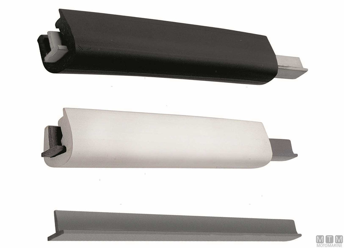 T18 type rub rail fender profile, black, H 36 mm, L 16 m - original photo Motomarine Srl