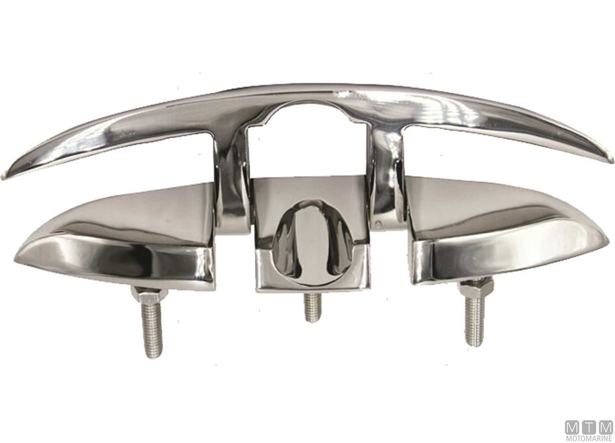 Folding flush cleat 220 mm in AISI 316 stainless steel - original photo Motomarine Srl
