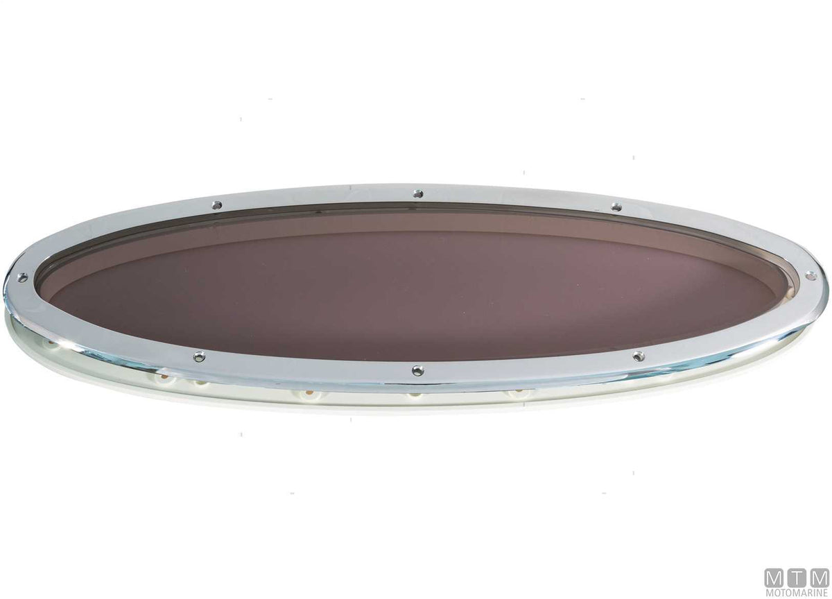 MTM 151x490 mm fixed oval porthole in stainless steel - original photo Motomarine Srl
