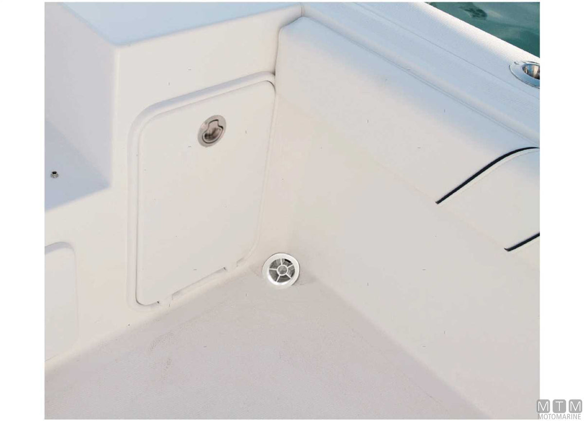 High-flow cockpit scupper Ø38 mm stainless/nylon - original photo Motomarine Srl