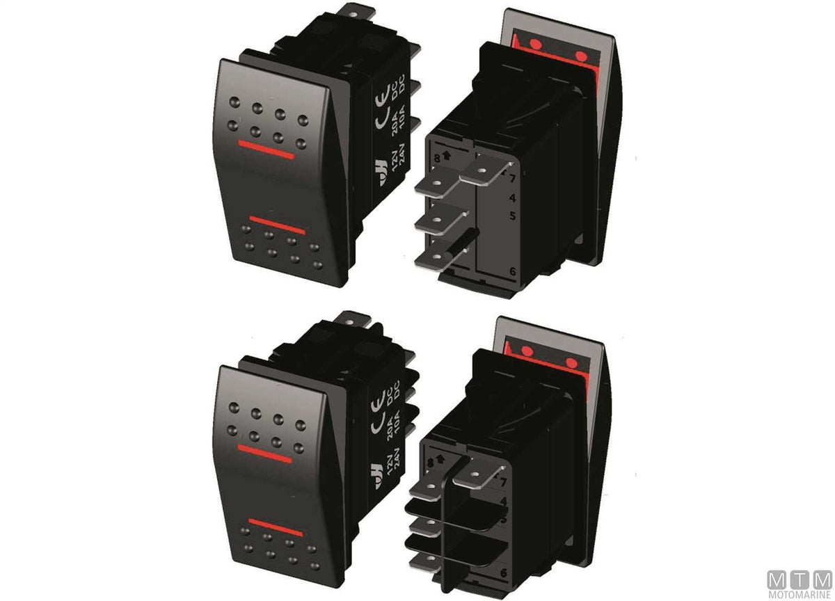 (ON)-OFF-ON switch 2 red LED 4 terminals - original photo Motomarine Srl