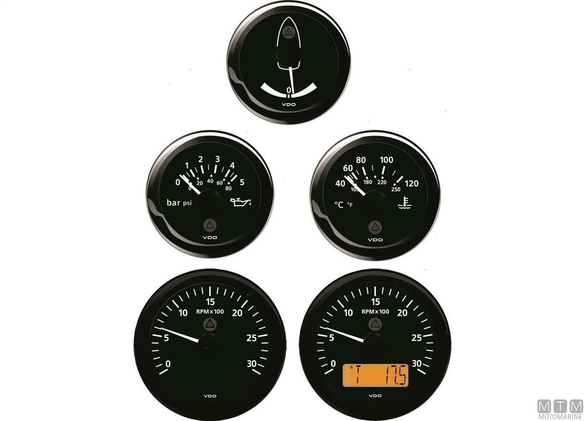 VDO oil pressure gauge 30 bar black - original photo Motomarine Srl