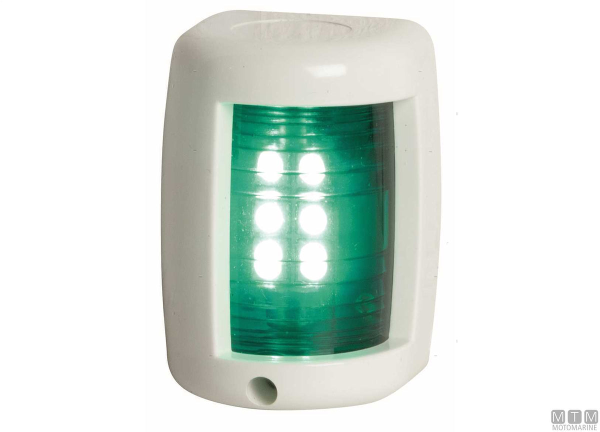 LED navigation sidelight, green, Mini, white, 43x59 mm - original photo Motomarine Srl