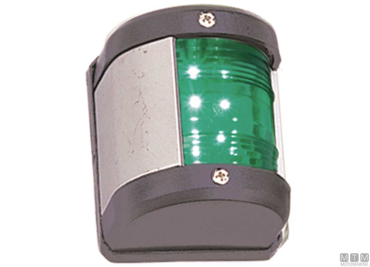 LED navigation sidelight, green, Midi, black, 65x75 mm - original photo Motomarine Srl