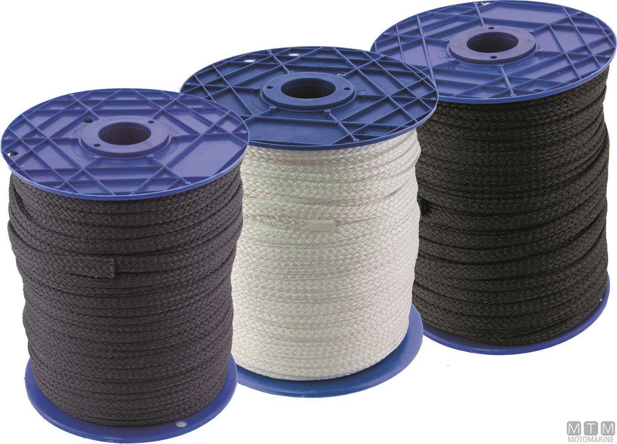 Flat polyester fender line white Ø10 mm 100 m - original photo Motomarine Srl