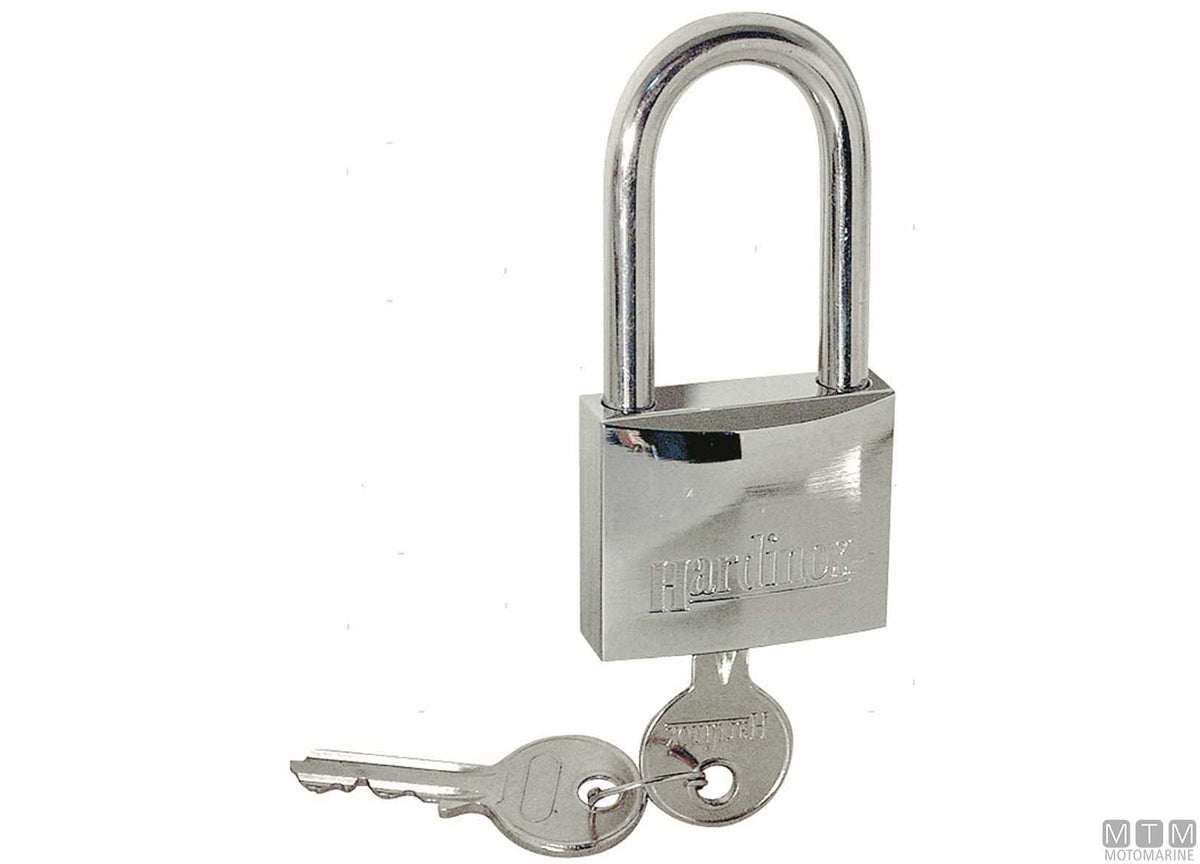 Hardinox padlock 30 mm long shackle stainless steel - original photo Motomarine Srl