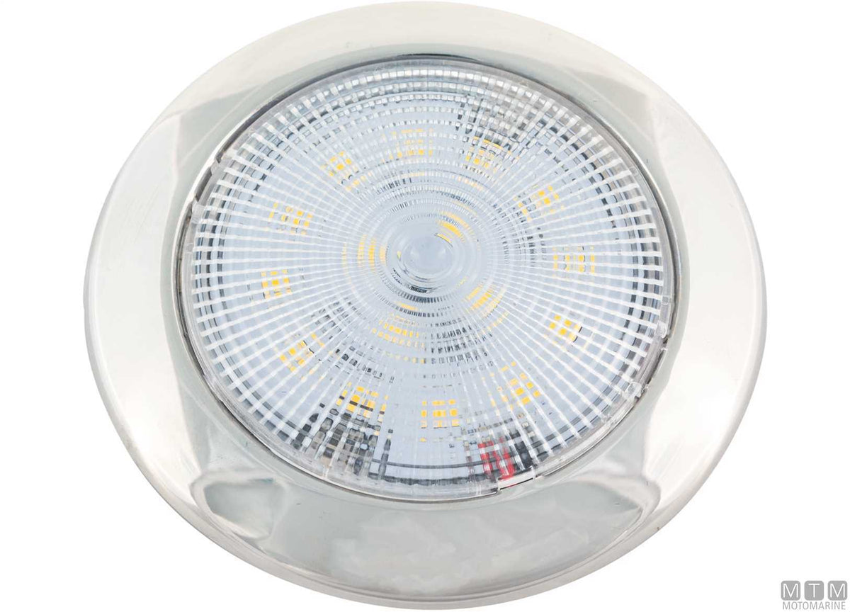 Slim LED ceiling light in stainless steel Ø132 mm - original photo Motomarine Srl