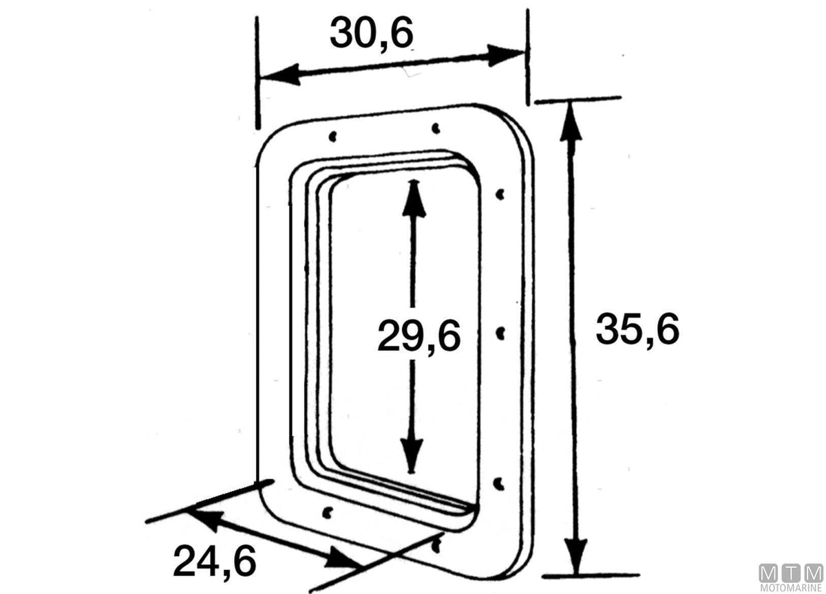 Bulkhead hatch 306x356 mm - original photo Motomarine Srl