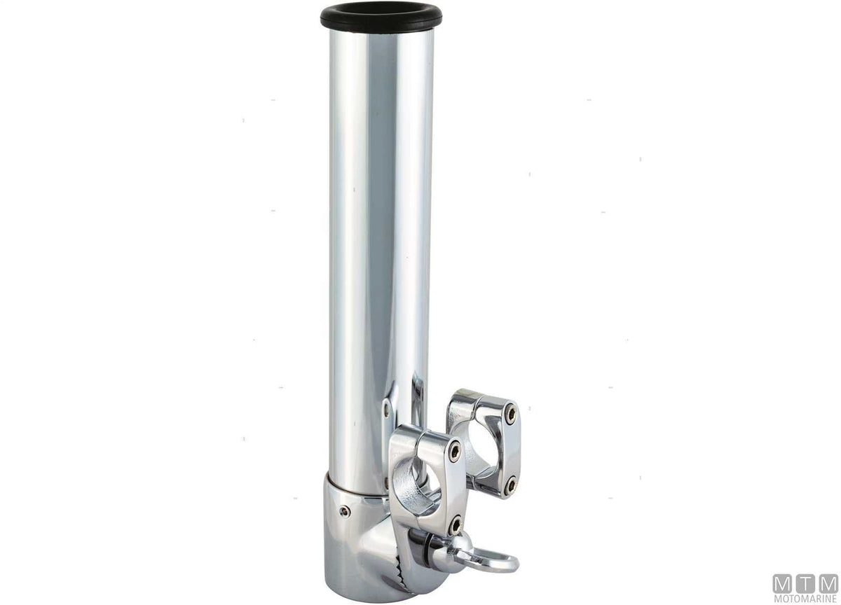 Clamp-on rod holder for Ø22-28 mm tube, chrome-plated brass - original photo Motomarine Srl