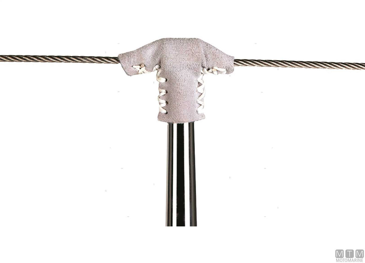 Pair of leather stanchion covers - original photo Motomarine Srl