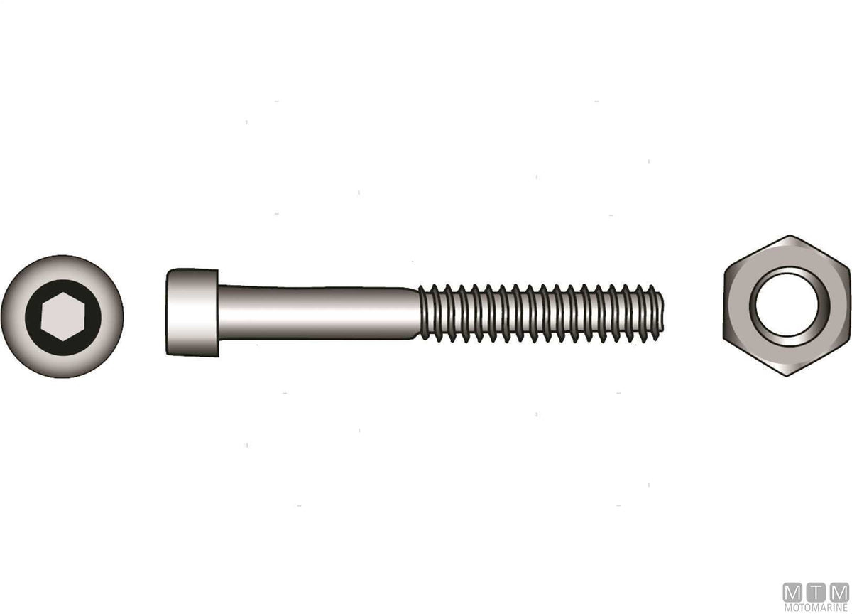 DIN912 socket head cap screws + A4 stainless steel nuts M5x20, 6 pcs - original photo Motomarine Srl