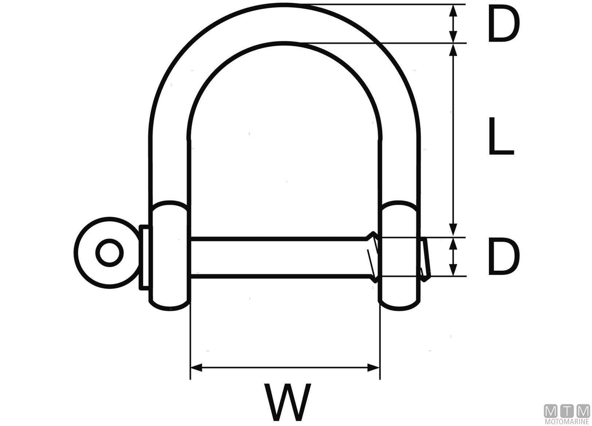 Wide bow shackle Ø12 mm stainless steel 316 - original photo Motomarine Srl