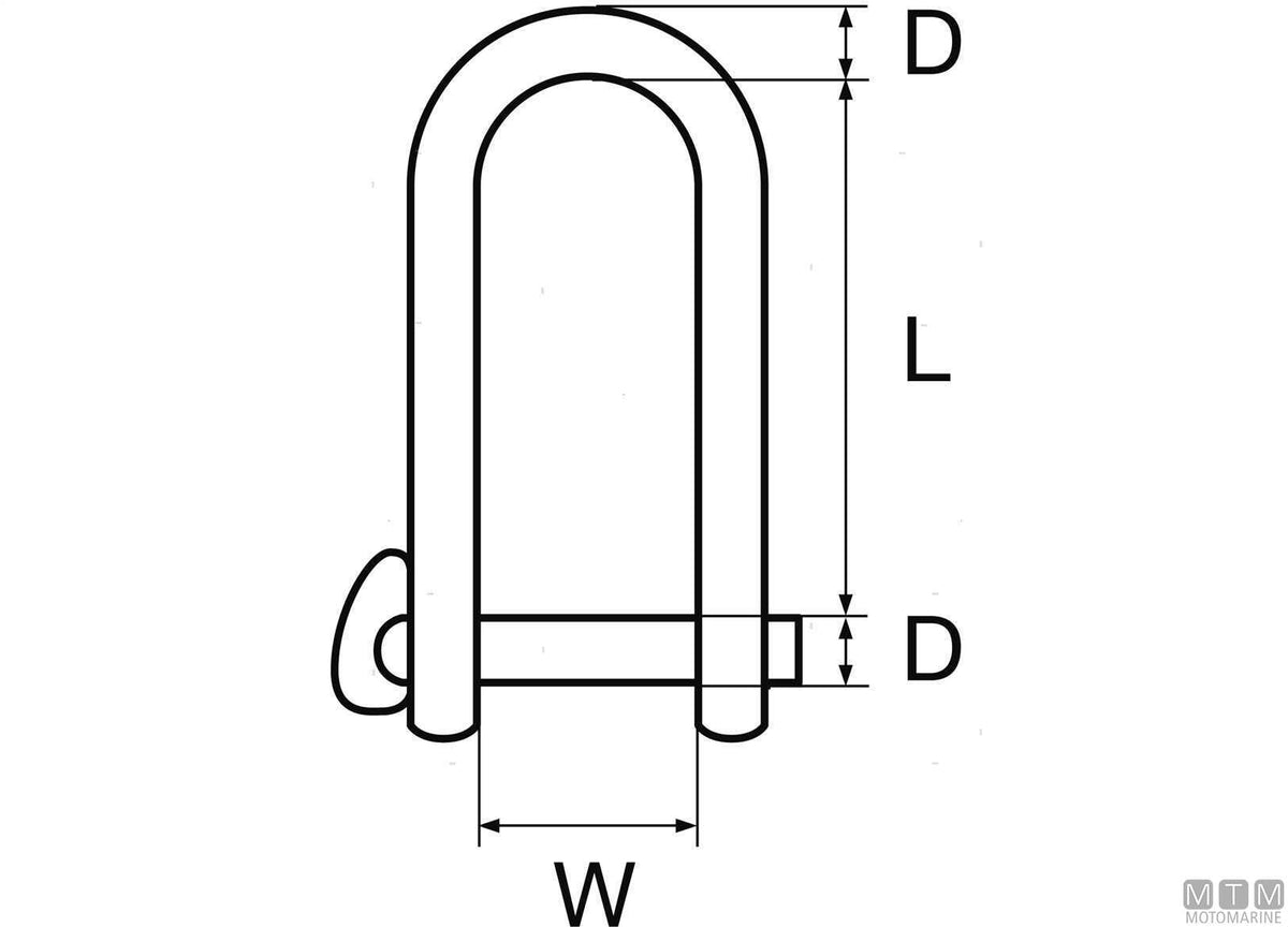 Key pin shackle Ø5 mm stainless steel 316 captive pin - original photo Motomarine Srl