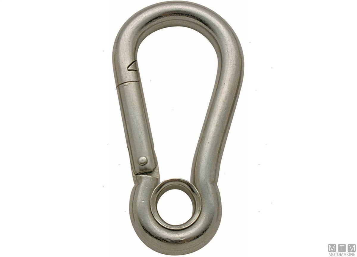 Classic snap hook Ø13 mm with eye stainless steel 316 - original photo Motomarine Srl