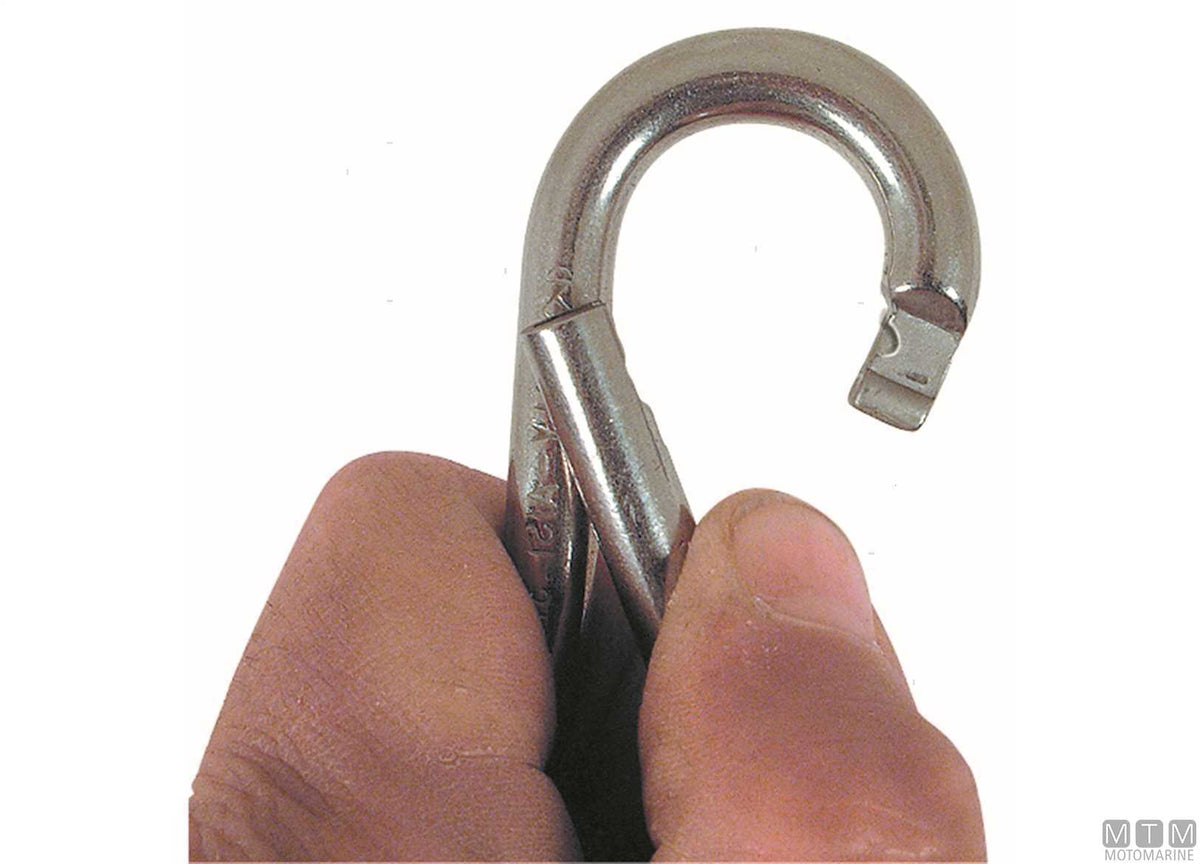Classic snap hook Ø10 mm side opening stainless steel 316 - original photo Motomarine Srl