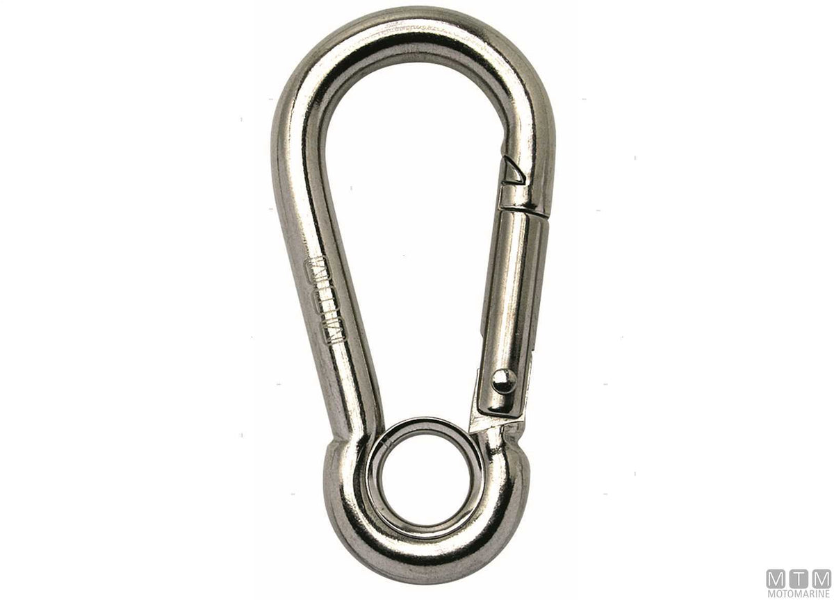 Classic snap hook Ø5 mm with eye stainless steel 316 blister pack - original photo Motomarine Srl