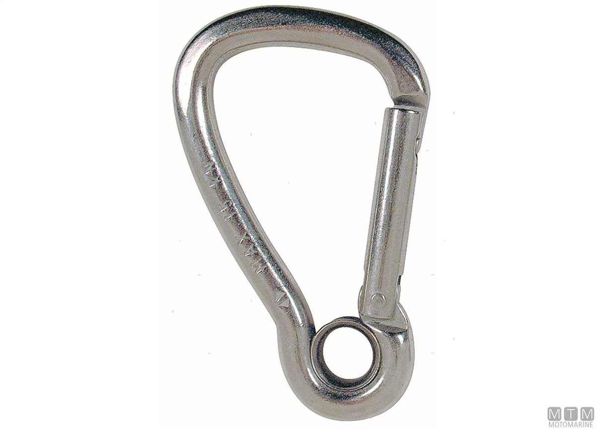 Kong wide snap hook Ø8 mm with eye stainless steel 316 - original photo Motomarine Srl