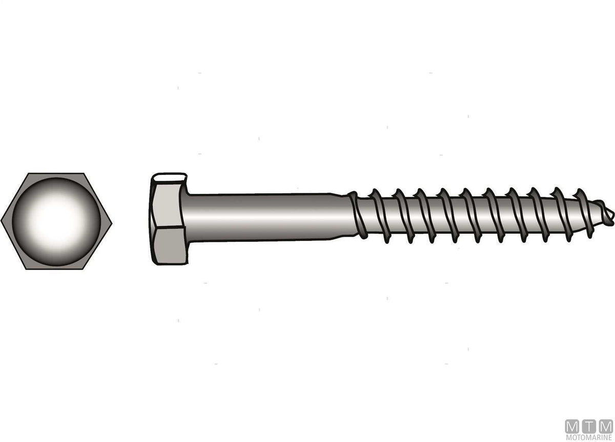 DIN571 A4 stainless steel hex head wood screws 8x30, 4 pcs - original photo Motomarine Srl