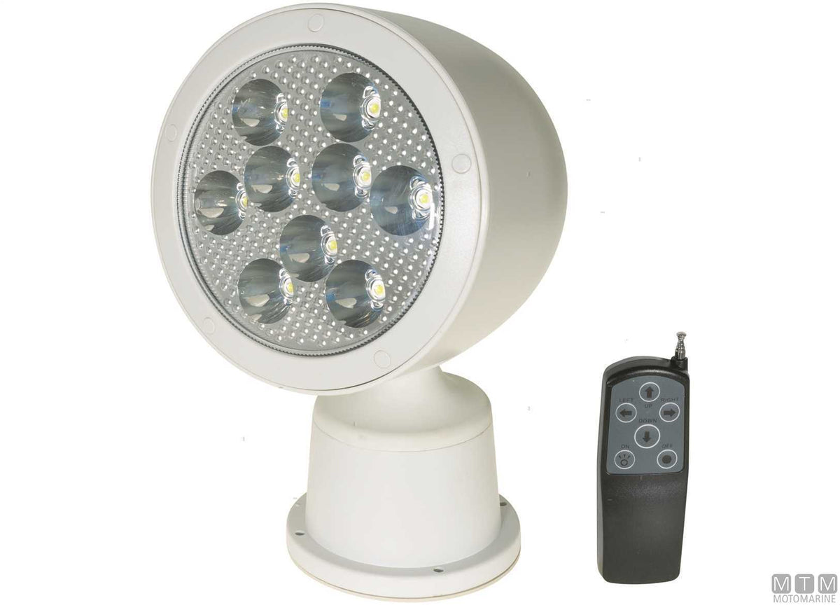 Adjustable LED floodlight on fixed base with remote control - original photo Motomarine Srl