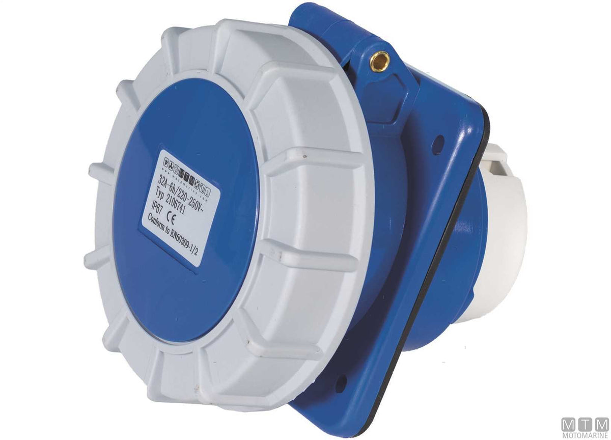 CE wall socket IP67 230V 32A - original photo Motomarine Srl